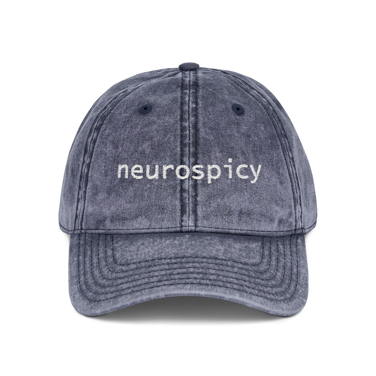 Neurospicy Embroidered Vintage Cap — Washed Grey Retro Dad Hat