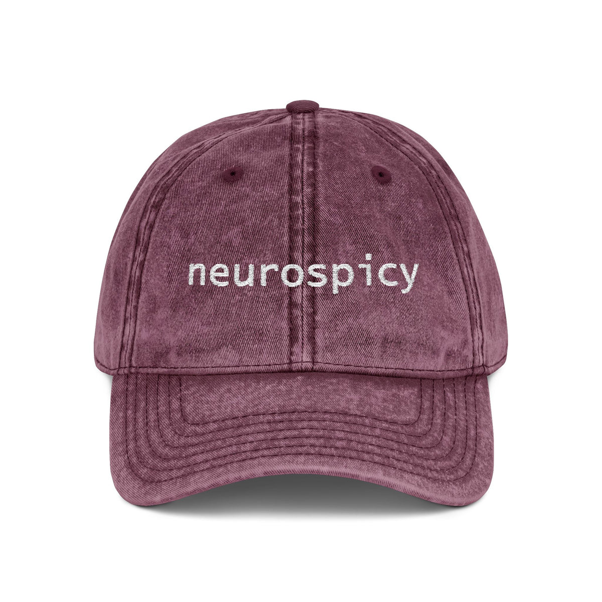 Neurospicy Embroidered Vintage Cap — Washed Grey Retro Dad Hat